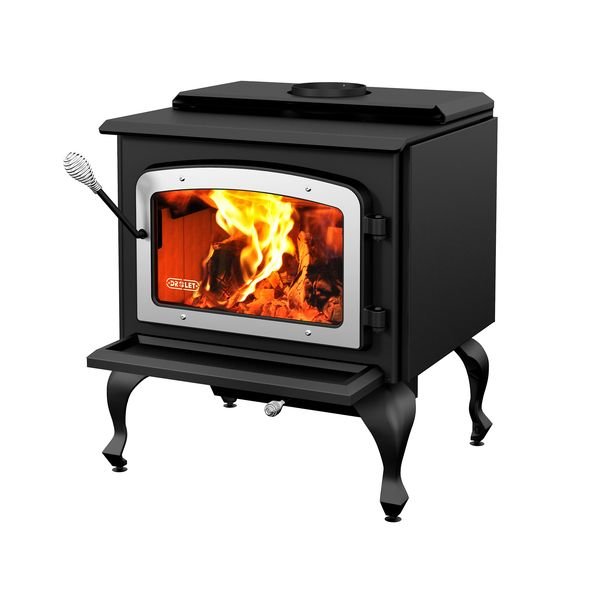 Drolet Escape 1800 Wood Burning Stove On Legs With Brushed Nickel Door DB03112 - Image 2